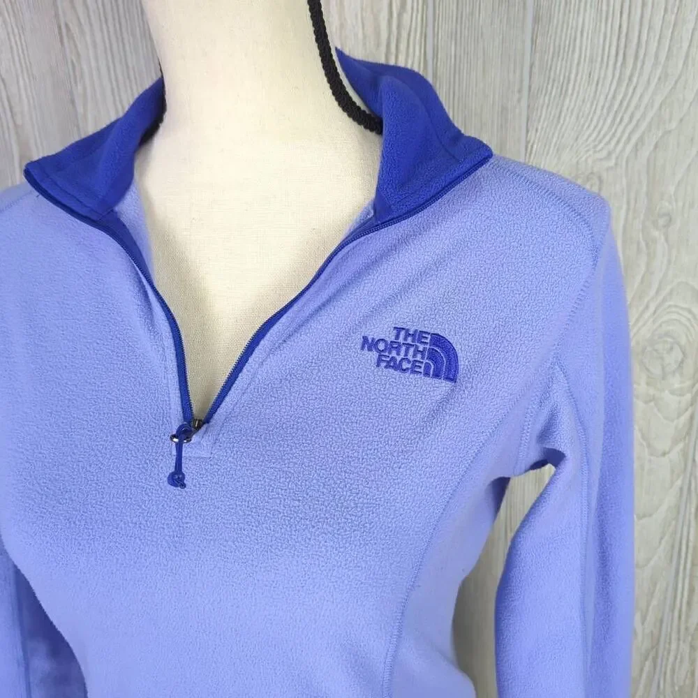 The North Face Womens XS Pullover 1/4 Zip Fleece Jacket Purple Lightweight